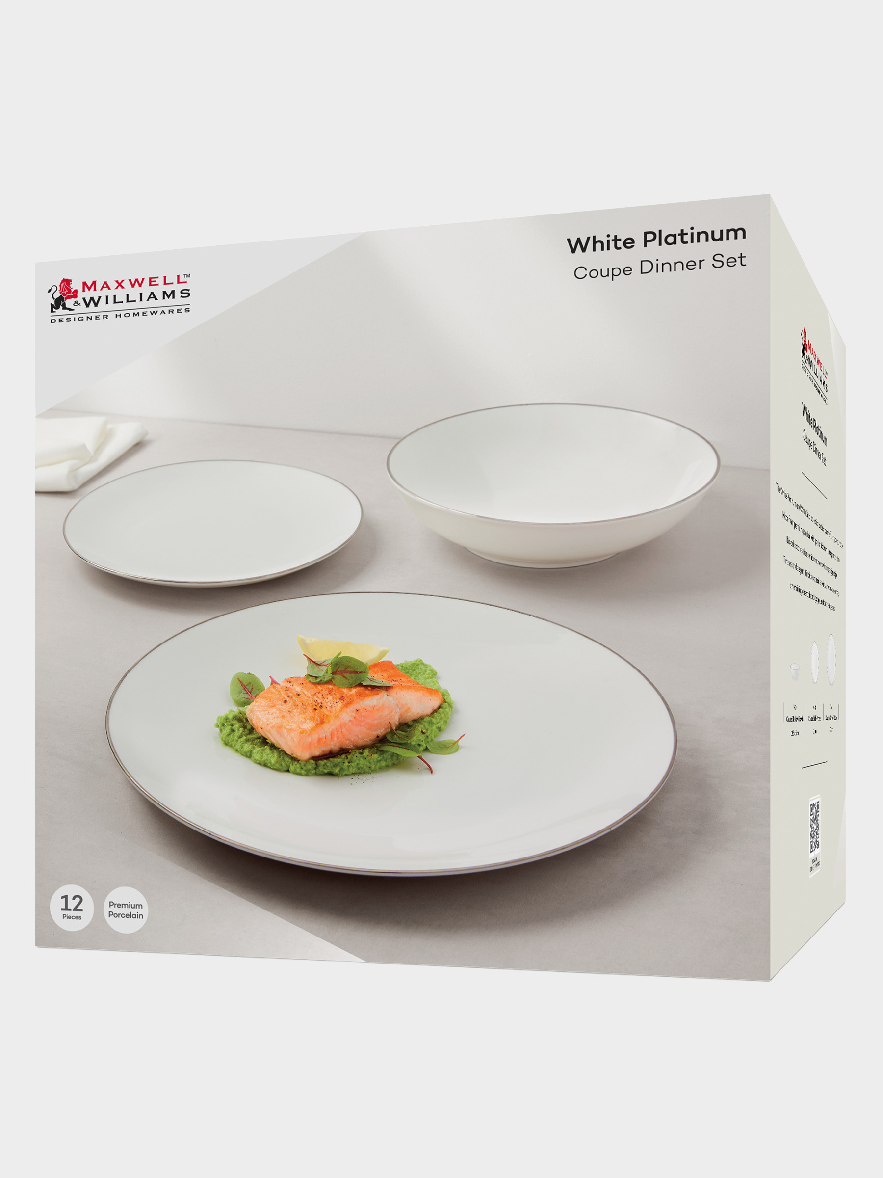 Сервиз обеденный, 4 перс, 12 пр, фарфор P, белый, с серебристым кантом, White Platinum, image-7