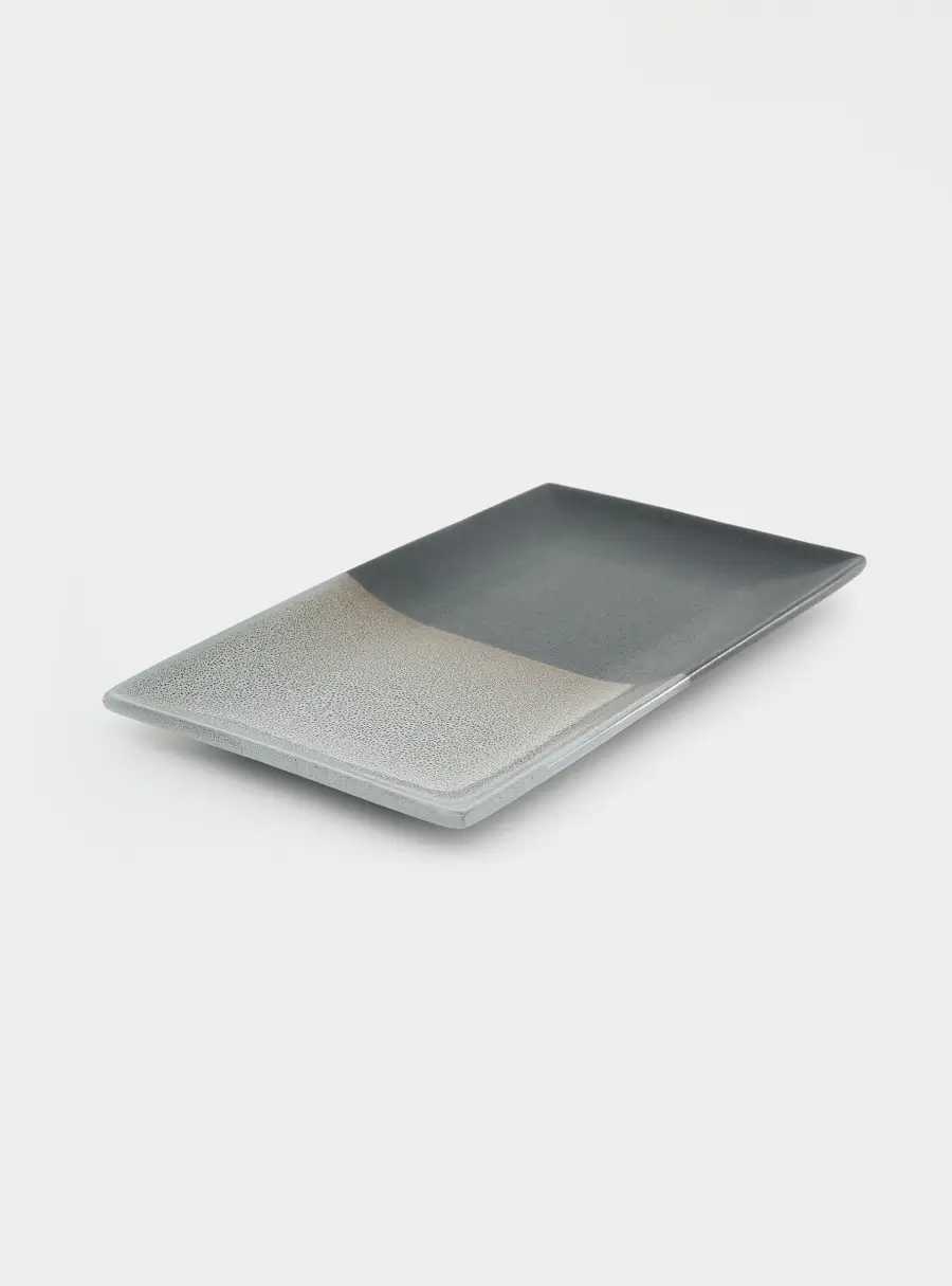 Блюдо, 27,5х16 см, фарфор P, черно-серое, в крапинку, прямоугольное, Umi ,image-1