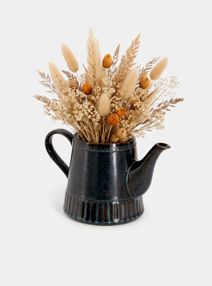 Ваза декоративная, 16,5 см, фарфор P, черно-синяя, в крапинку, Чайник, Black Kitchen, image-1