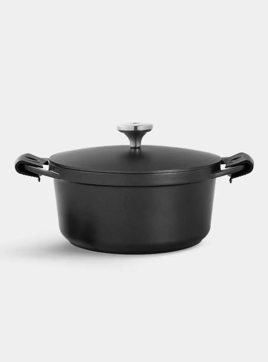 Кастрюля, 24 см, 4.2 л, с крышкой, с покрытием, алюминий, чёрная, Agile, image-0