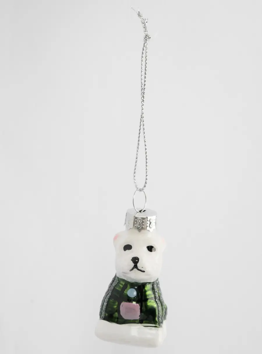 Игрушка елочная, 4 см, стекло, зеленая, Собака, New year, image-2