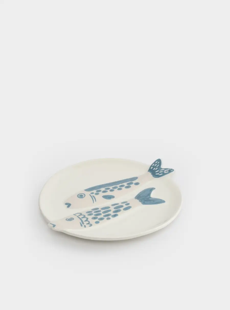 Блюдо, 26х23 см, керамика, молочно-голубое, Рыбки, Sea world ,image-3