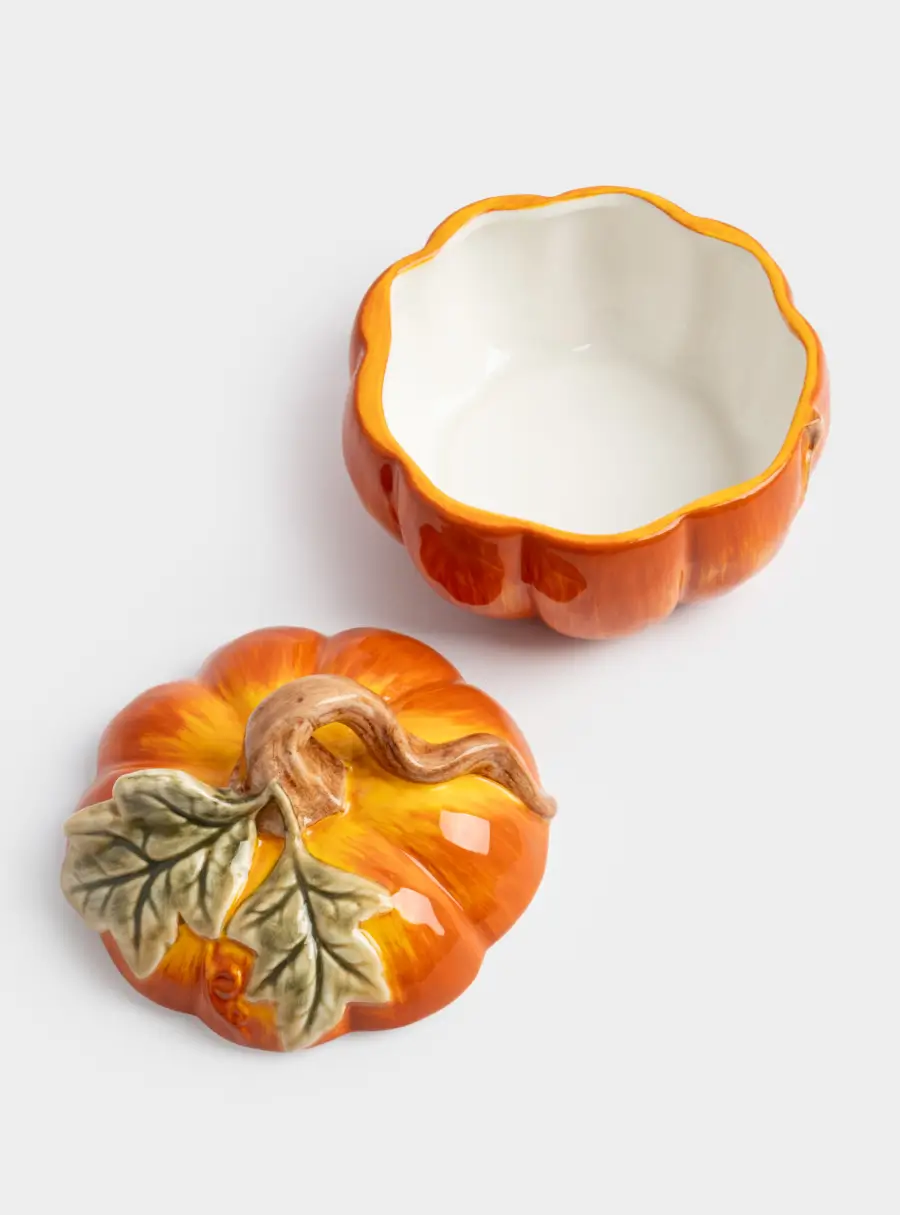 Емкость для хранения, 13х12 см, 520 мл, керамика, оранжево-зеленая, Тыква, Bright pumpkin, image-5