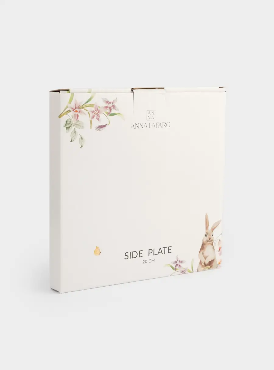 Тарелка закусочная, 20 см, керамика, белая, Кролик с цветами, Flower Rabbit, image-4