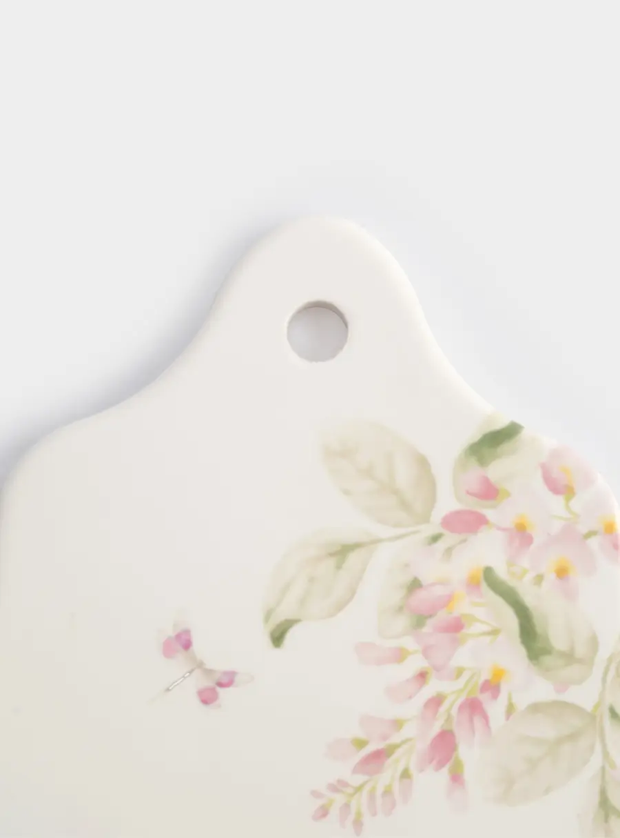 Подставка под горячее, 14x28 см, керамика/пробка, белая, Кролик в цветах, Flower Rabbit ,image-3