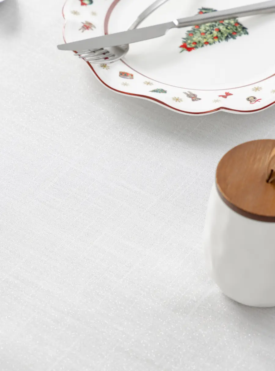 Скатерть, 160х160 см, полиэстер, бело-серебристая, Floe, image-8