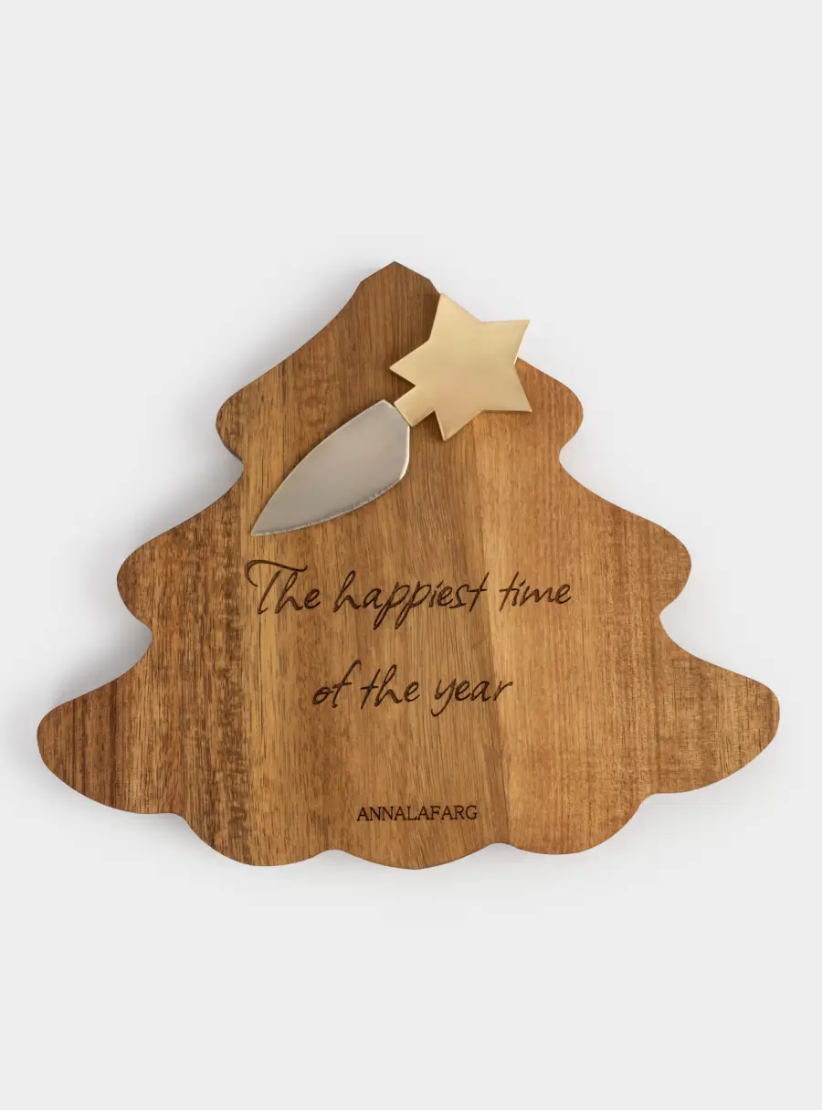 Набор для сыра, 2 пр, доска-блюдо, дерево/сталь, Елка со звездой, Timber ,image-1