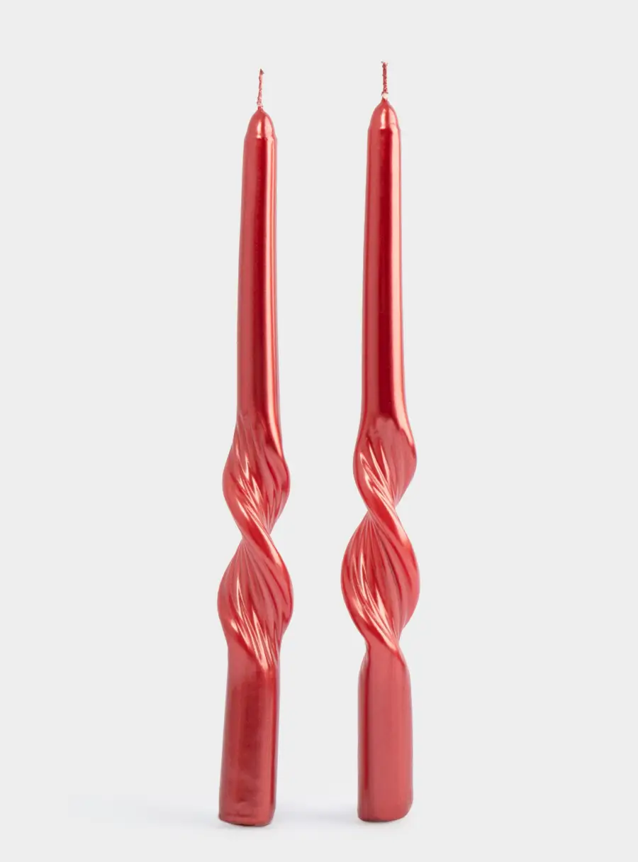 Свеча, 25 см, 2 шт, красная, Витая, New year