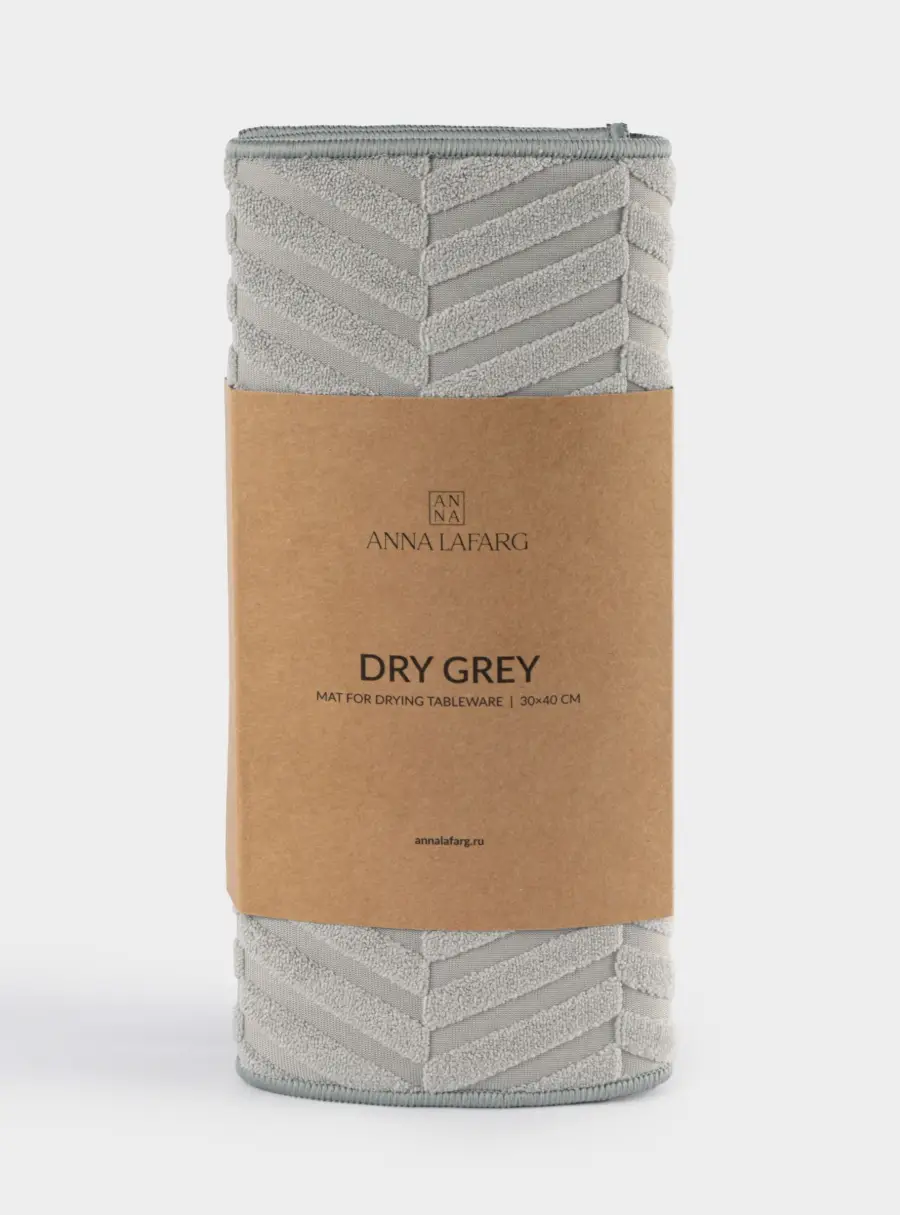 Коврик для сушки посуды, 30x40 см, полиэстер, серый, Dry grey ,image-0