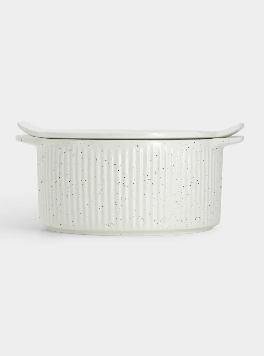 Кастрюля, 3 л, с крышкой, фарфор P, круглая, молочная, в крапинку, Speckle ,image-2