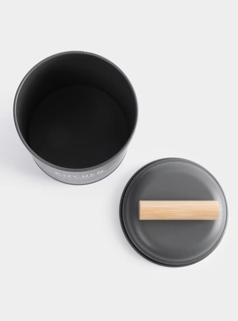 Банка для сыпучих продуктов, 1 л, металл/дерево, графитовая, Local, image-4