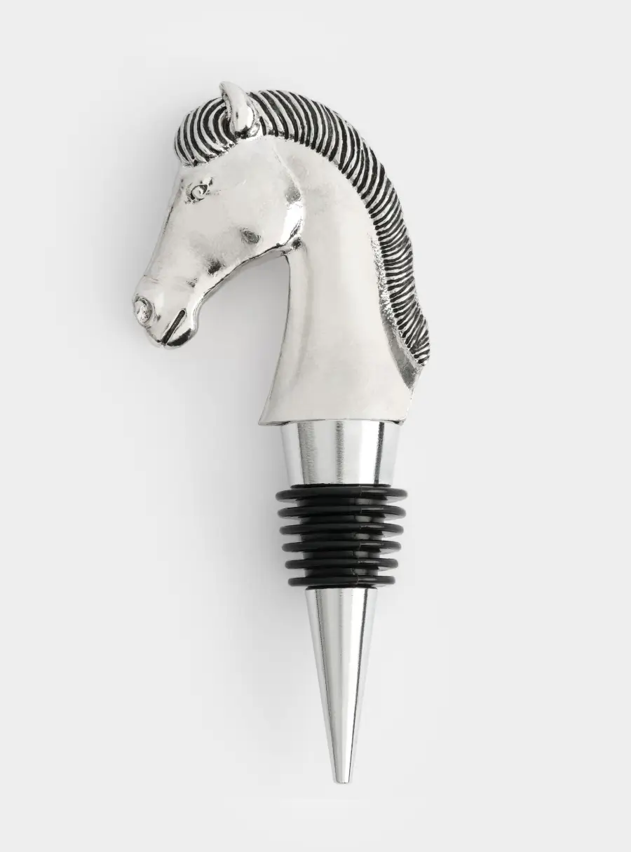 Пробка для винной бутылки, 12 см, металл, серебристая, Лошадь, Horse