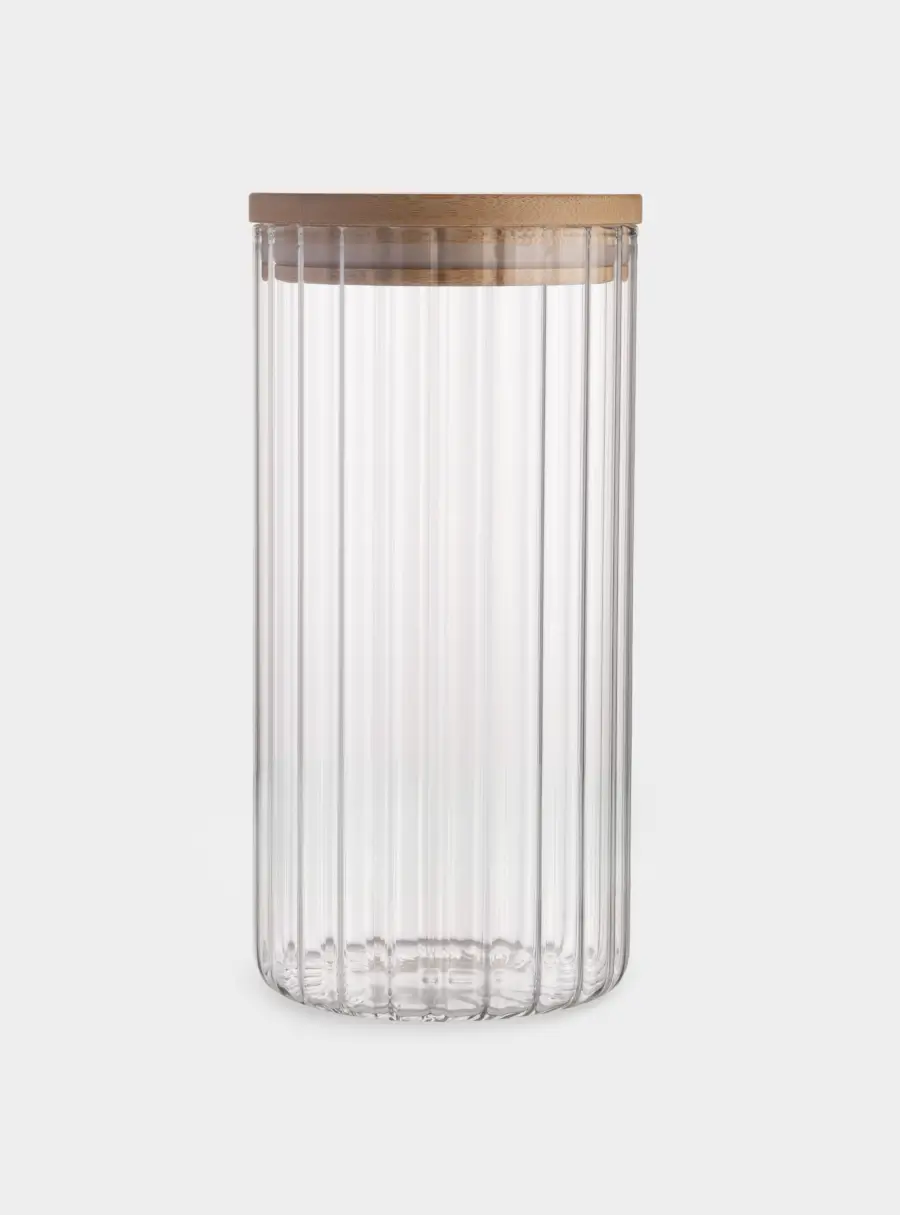 Банка для сыпучих продуктов, 1 л, стекло Б/бамбук, Grand ,image-1