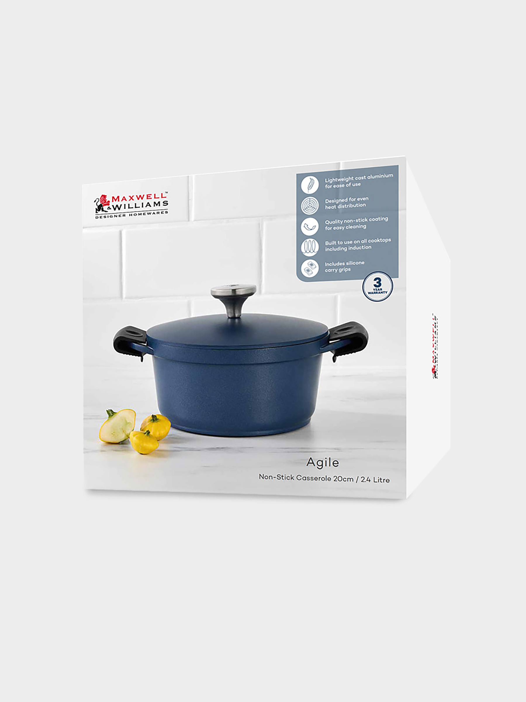 Кастрюля, 20 см, 2.4 л, с крышкой, с покрытием, алюминий, синяя, Agile, image-3