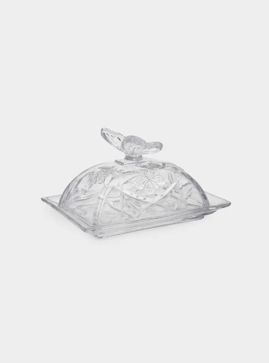 Масленка, 17х12 см, стекло, прямоугольная, Бабочка, Butterfly ,image-1