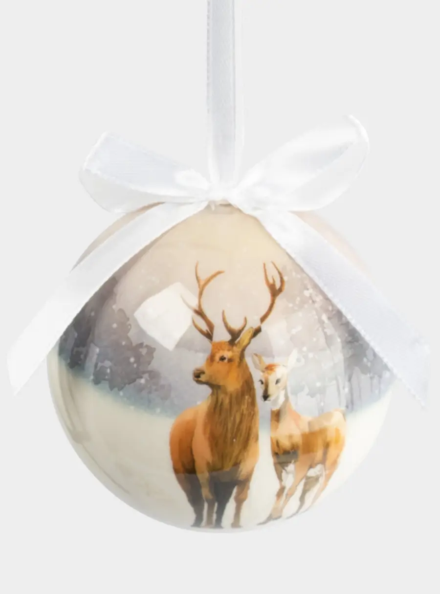 Игрушка елочная, 7 см, пенопласт, шар, Олени, New year ,image-0