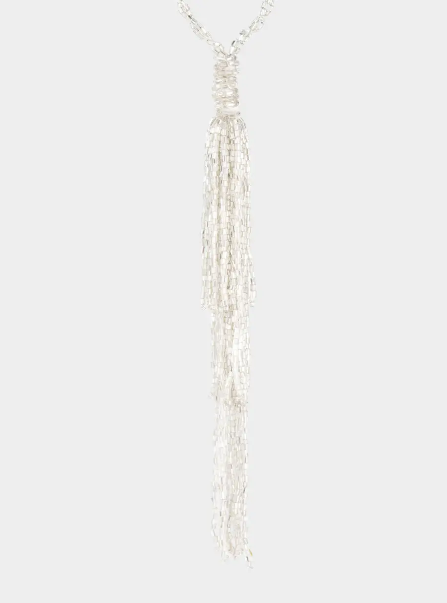 Игрушка елочная, 10 см, бисер, серебристая, Кисточка, New year ,image-1