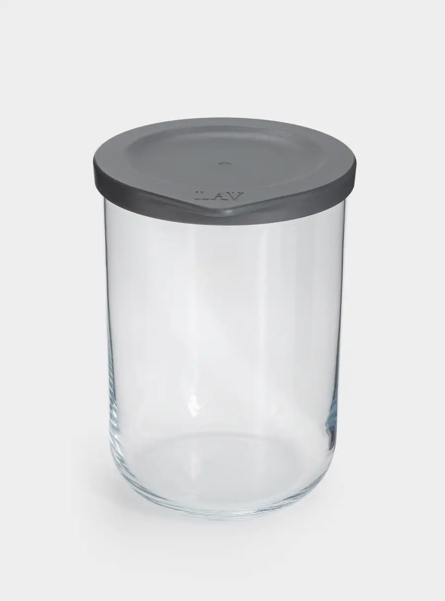 Емкость для хранения, 15х10 см, 1 л, стекло/пластик, серая, Basic, image-1