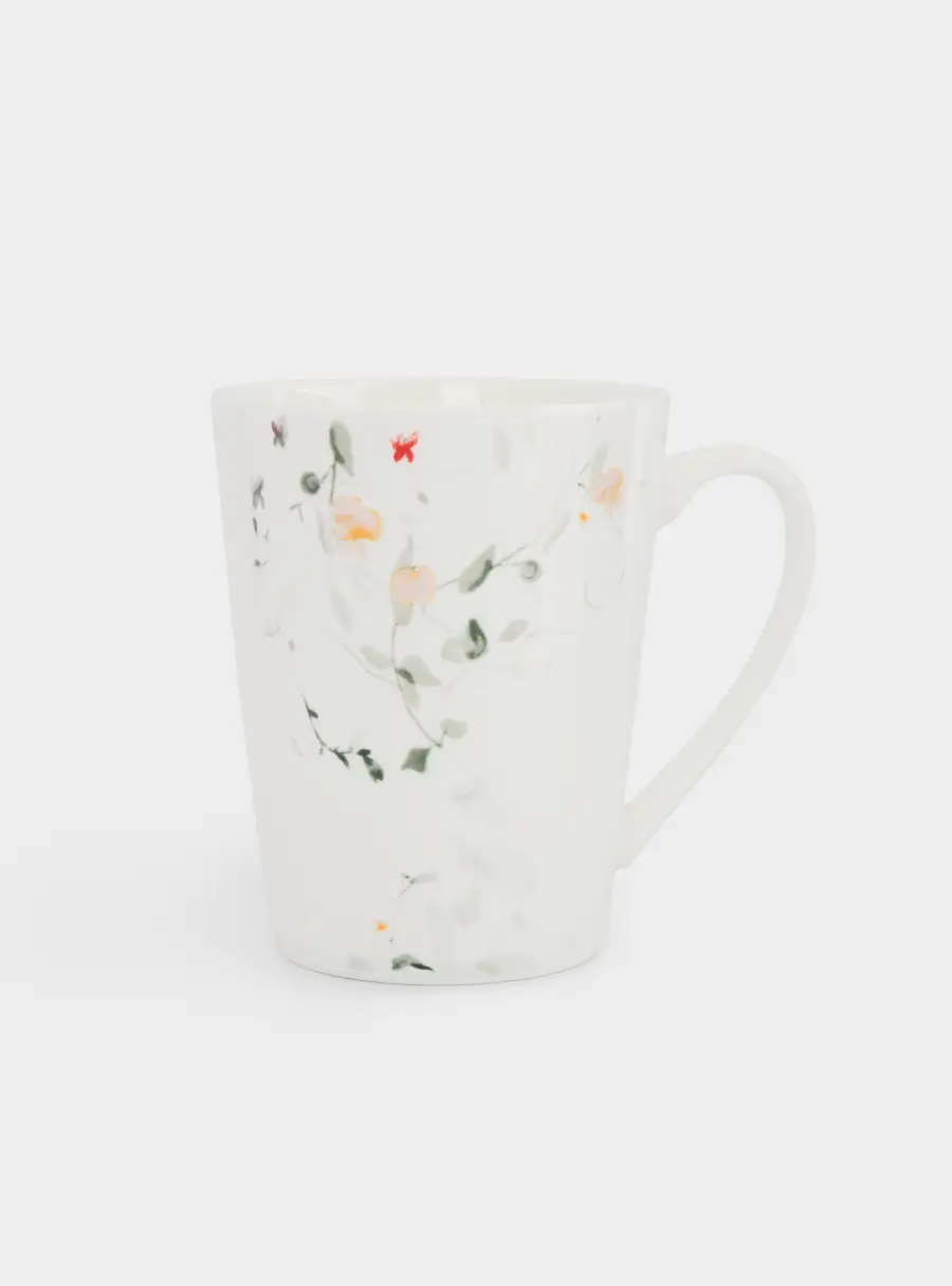 Кружка, 420 мл, фарфор N, белая, Цветы и листья, Primrose ,image-0