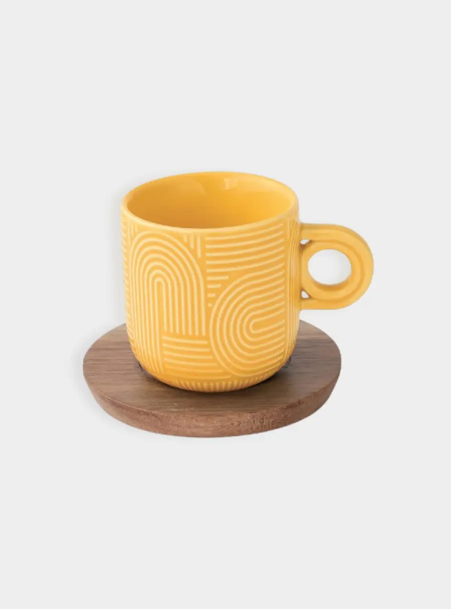 Набор чашек, 2 шт, 0.25 л, красный, жёлтый, на подставке, акация,  Радуга, image-1