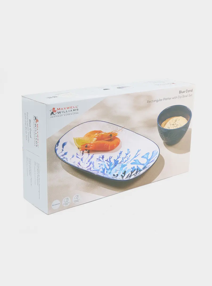 Набор, 2 пр, блюдо/салатник, керамика К, белое/синий, Синие кораллы, Blue Coral, image-5
