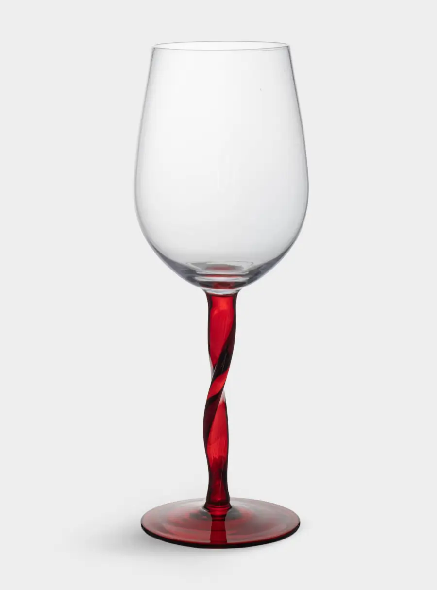 Бокал для вина, 540 мл, 2 шт, стекло, красная ножка, Villalago ,image-2