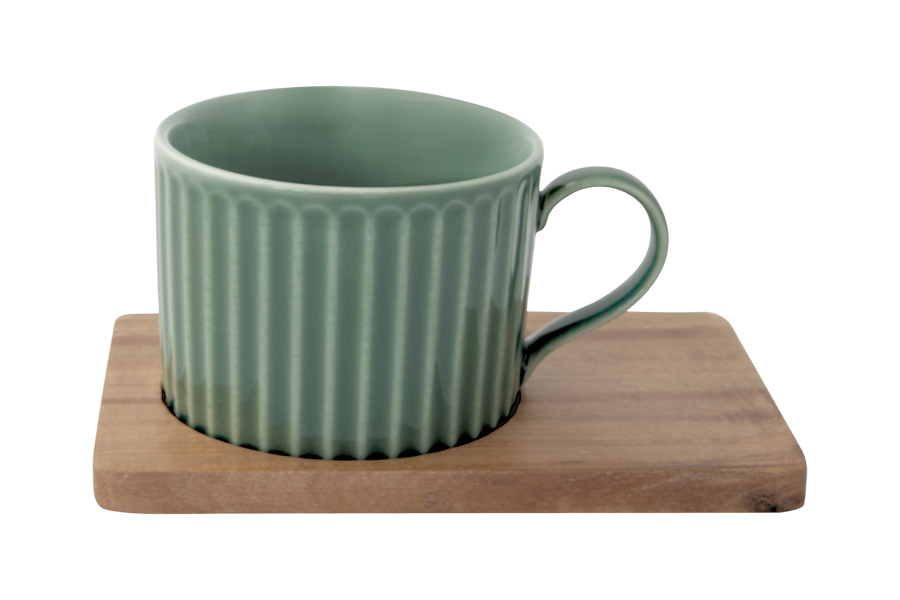 Набор из 2-х чашек для чая Время отдыха, зелёная и светло-серая, 0,25 л