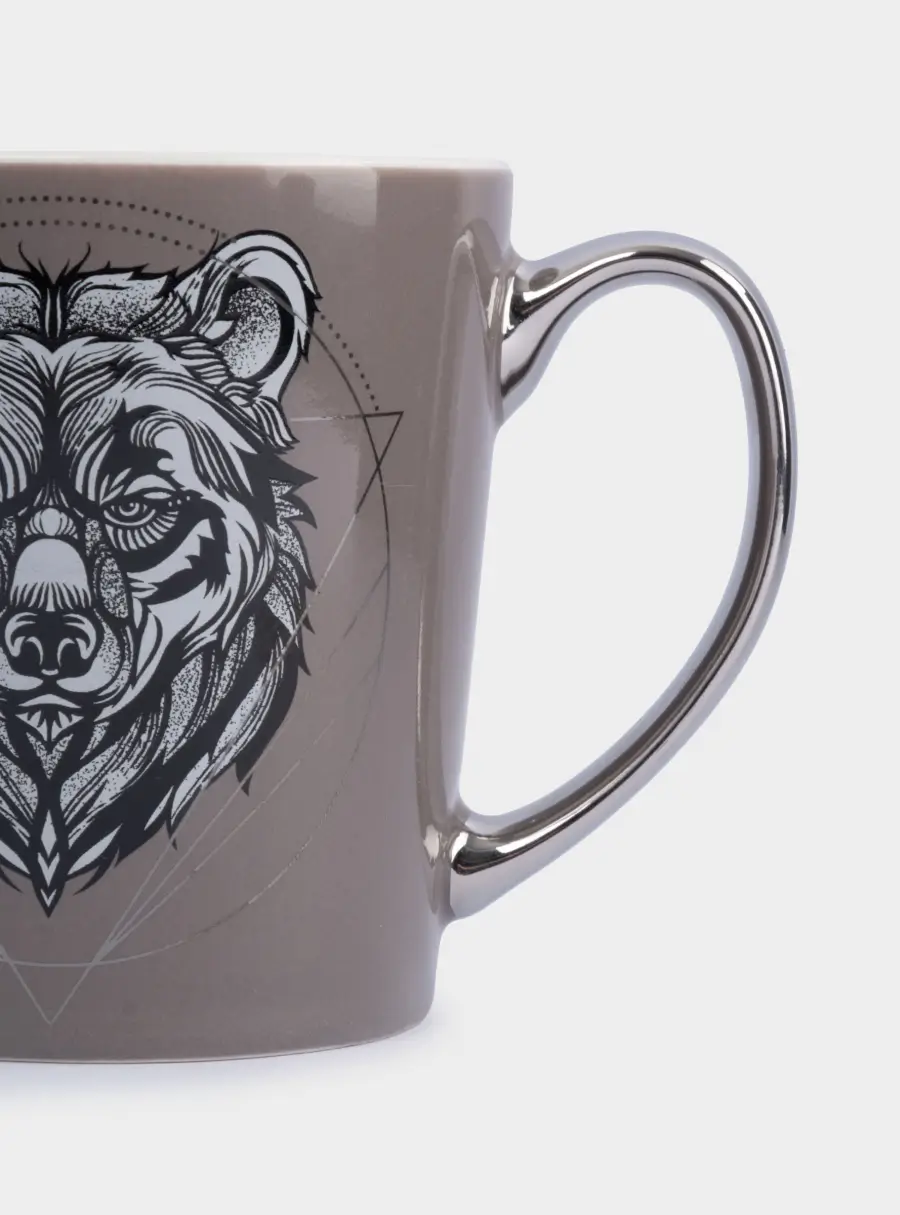 Кружка, 500 мл, фарфор N, коричнево-серебристая, Медведь, Graphics, image-5