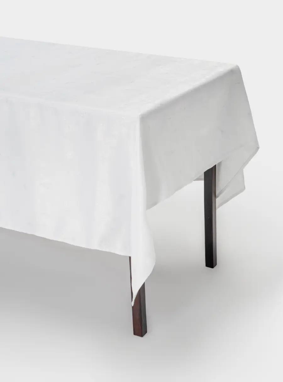 Скатерть, 160х160 см, жаккард, полиэстер, белая, Ели, White forest ,image-1