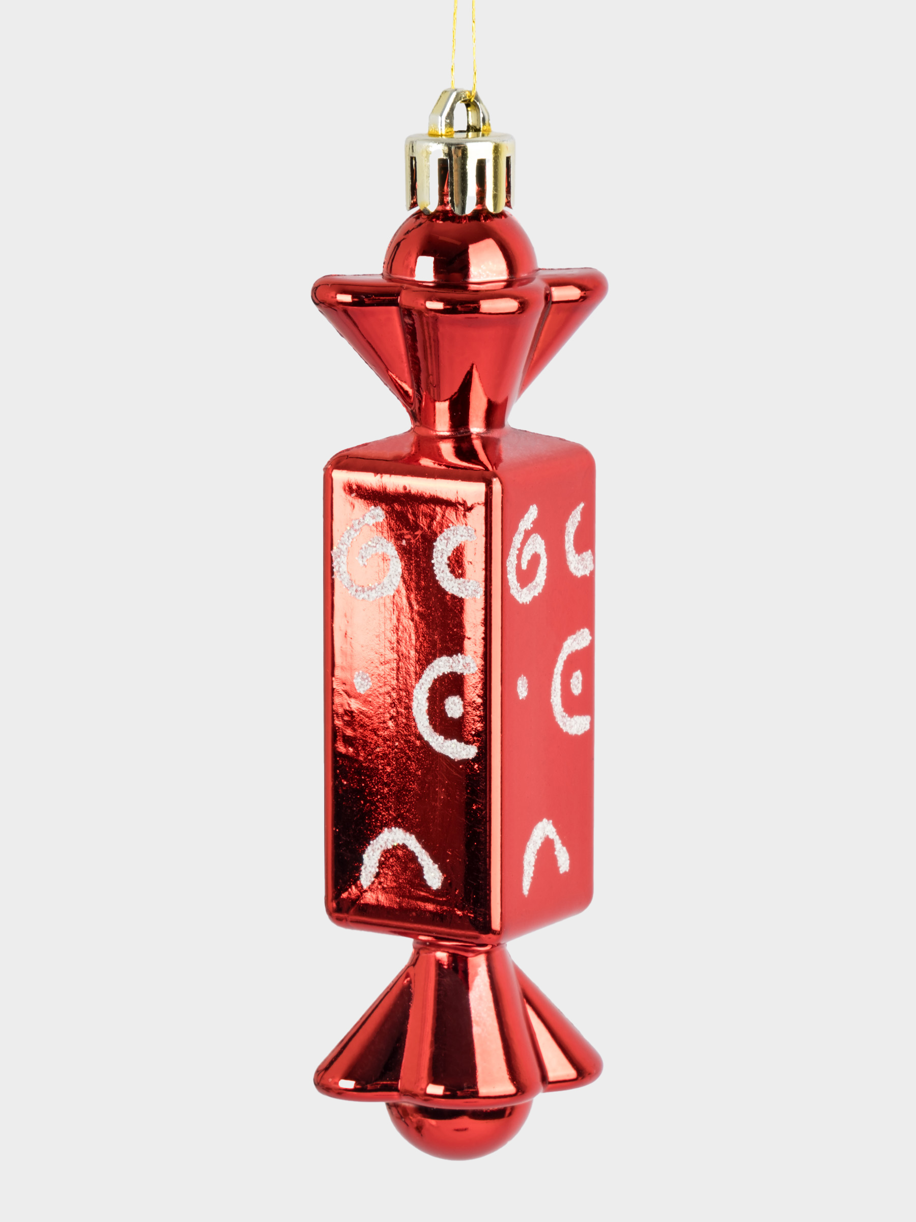 Игрушка елочная, 2 шт, 3х12 см, пластик, красная, Конфеты, New year, image-3