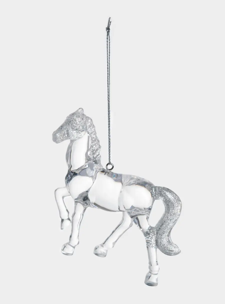 Игрушка елочная, 9 см, акрил, серебристая, Лошадь, Horse ,image-2
