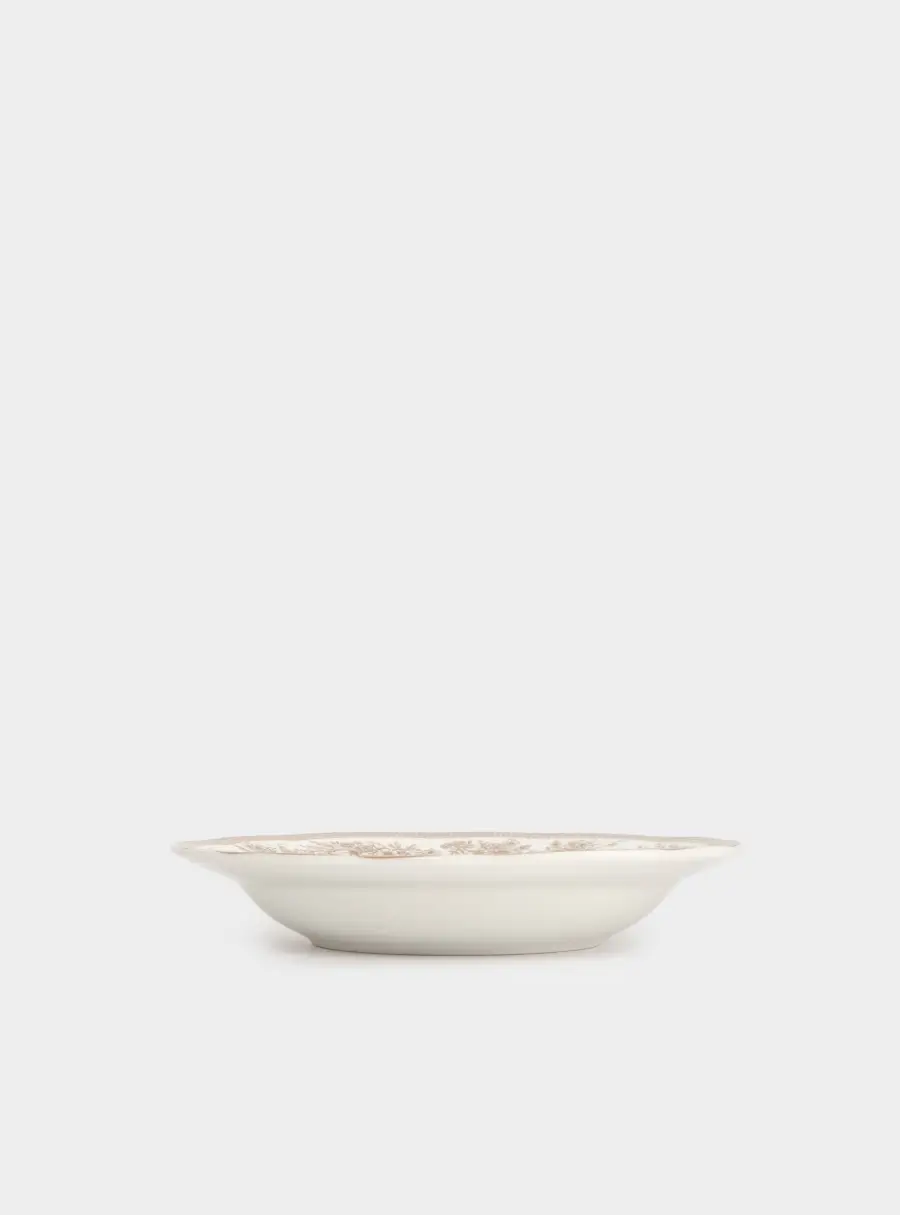 Тарелка суповая, 22х4 см, 600 мл, фарфор P, белая, Коричневые цветы, Burgundy ,image-2