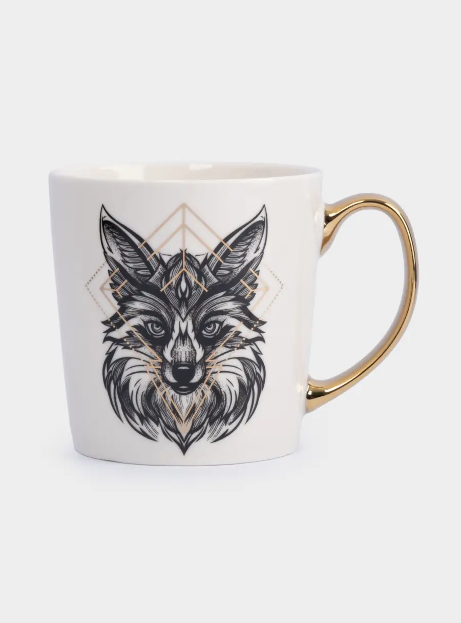 Кружка, 500 мл, фарфор N, бело-золотистая, Лис, Graphics, image-1