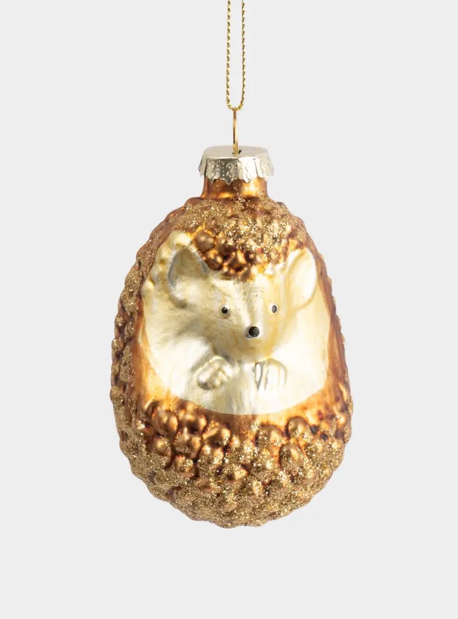 Игрушка елочная, 6x9 см, стекло, коричневый, Ежик, New year, image-1