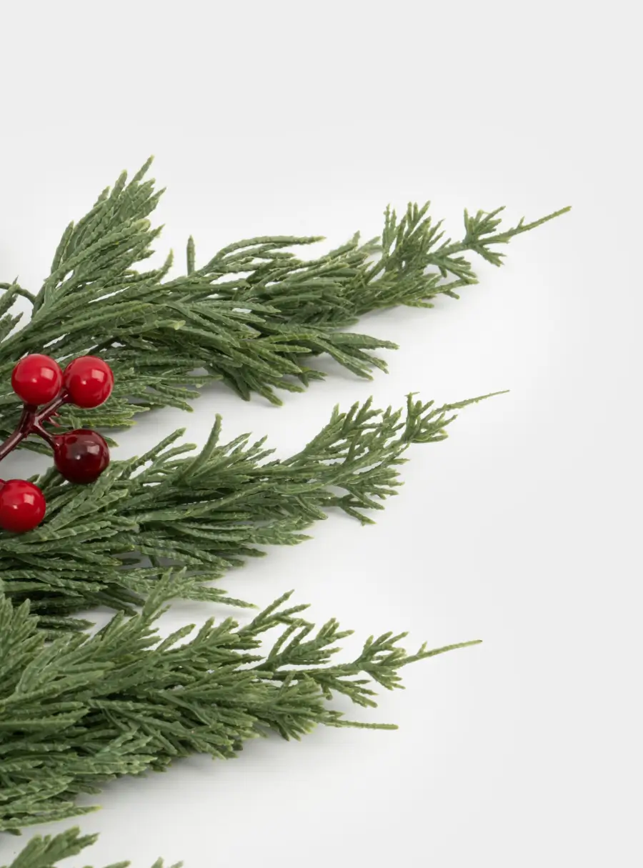 Ветка декоративная, 73 см, пластик/пенопласт, Шишки и красные ягоды, Interior natural ,image-2