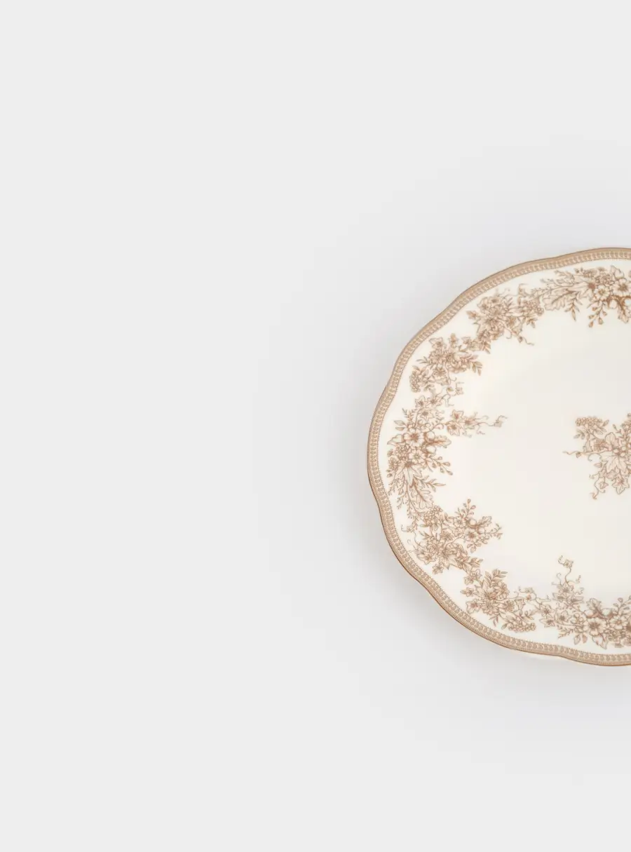 Тарелка закусочная, 19 см, фарфор P, белая, Коричневые цветы, Burgundy, image-4