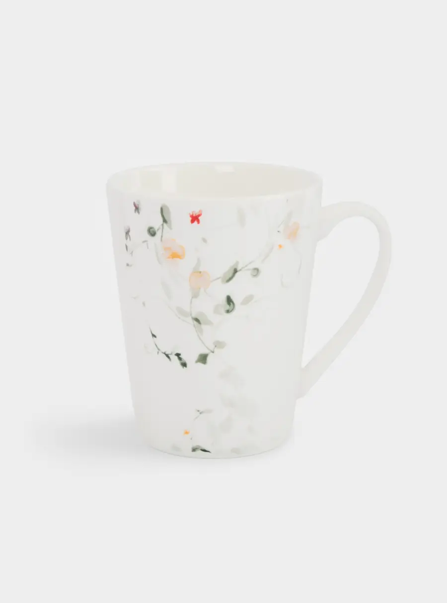 Кружка, 420 мл, фарфор N, белая, Цветы и листья, Primrose ,image-1