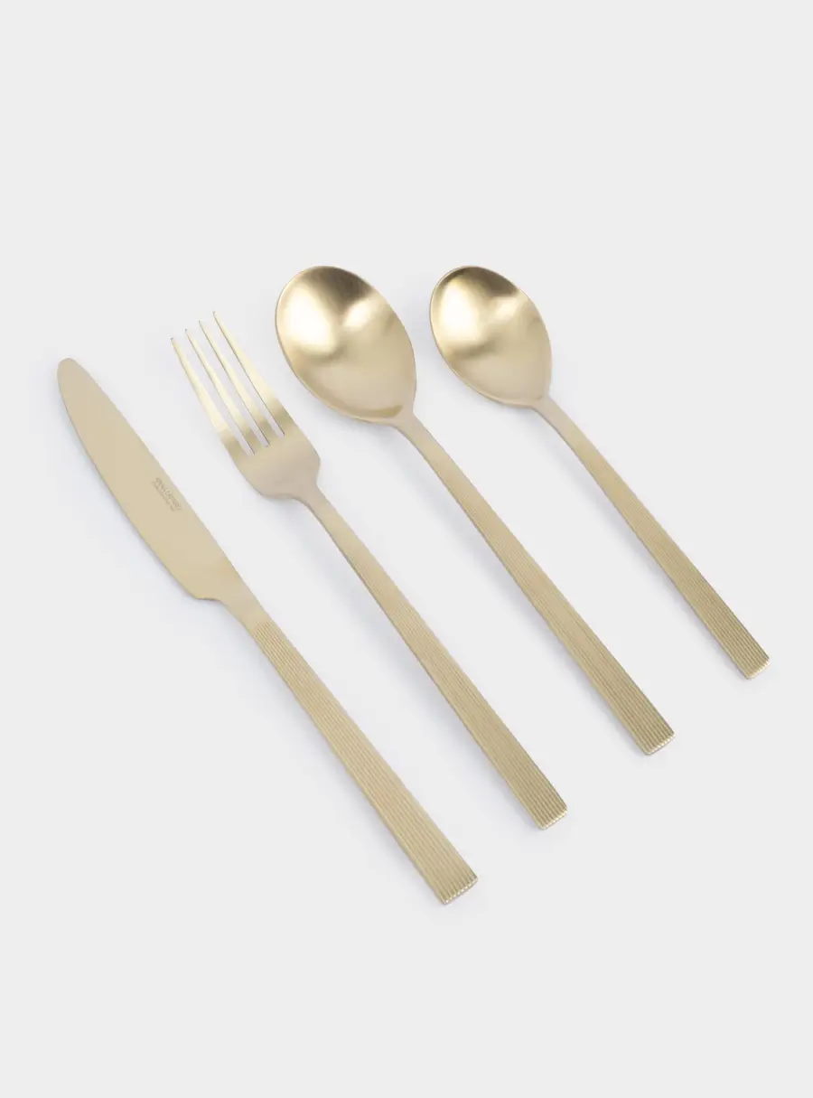 Столовые приборы, 6 персон, 24 предмета, сталь, золотистые, Beijing