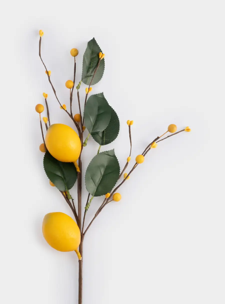 Ветка декоративная, 70 см, пластик/бумага, Ветка с лимонами, Interior spring ,image-1