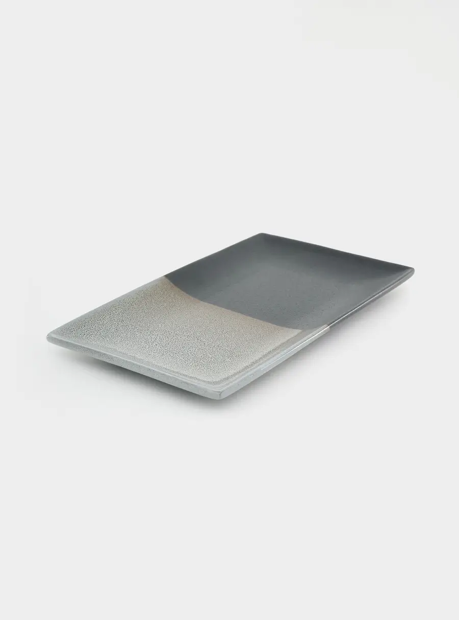 Блюдо, 27,5х16 см, фарфор P, черно-серое, в крапинку, прямоугольное, Umi ,image-1