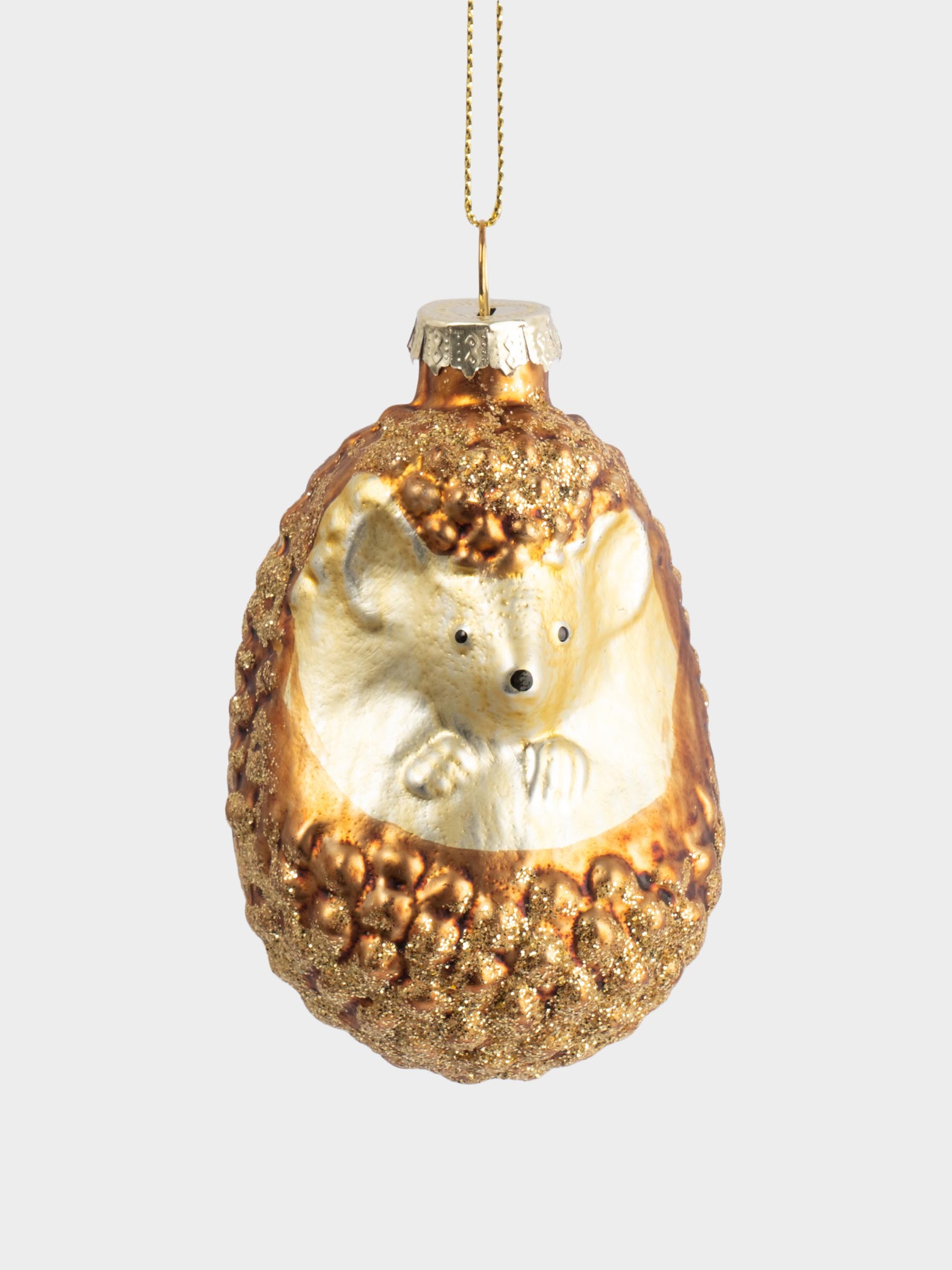Игрушка елочная, 6x9 см, стекло, коричневый, Ежик, New year, image-1