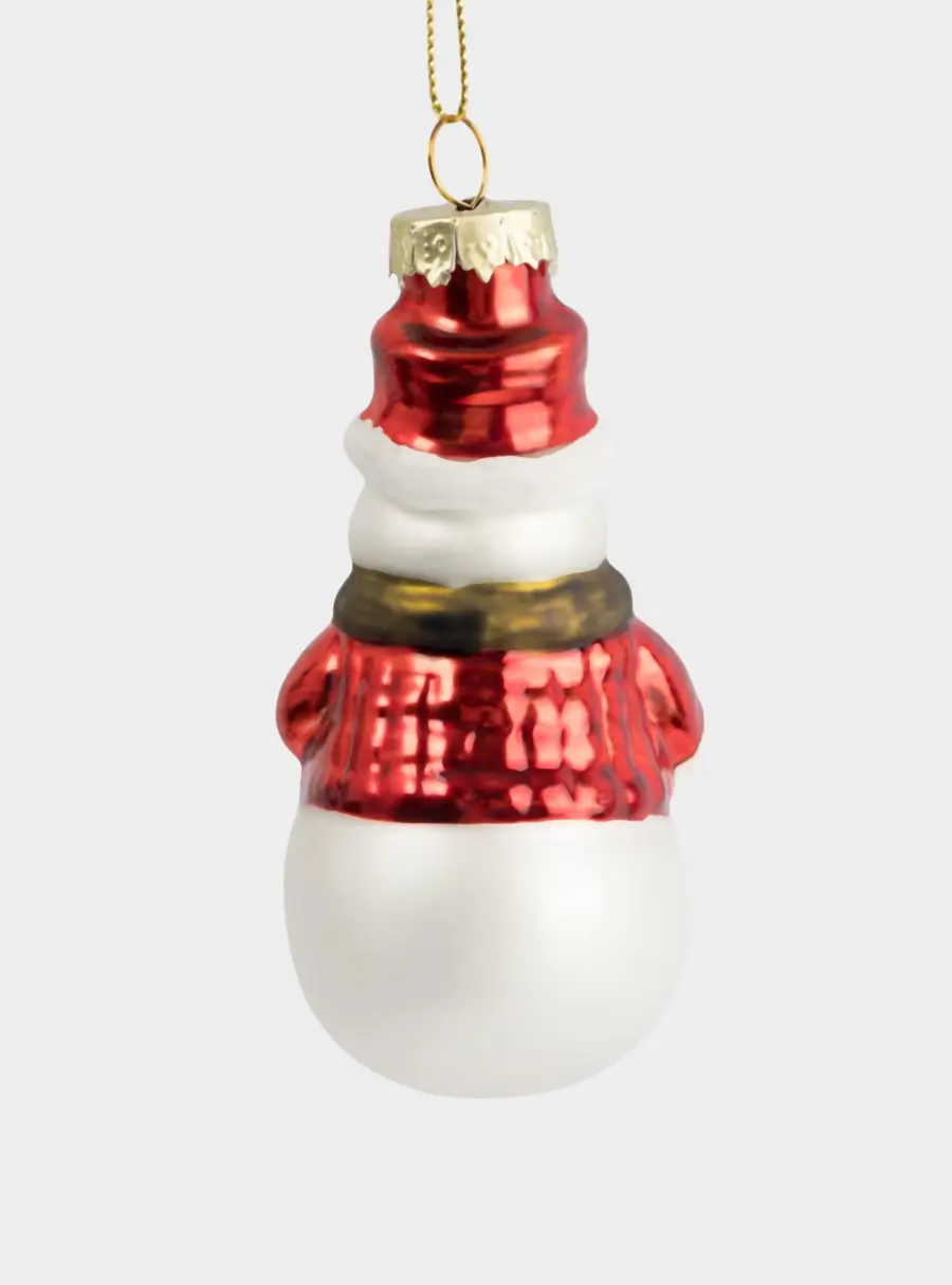 Игрушка елочная, 5х9 см, стекло, белая, Снеговик с тростью, New year, image-2