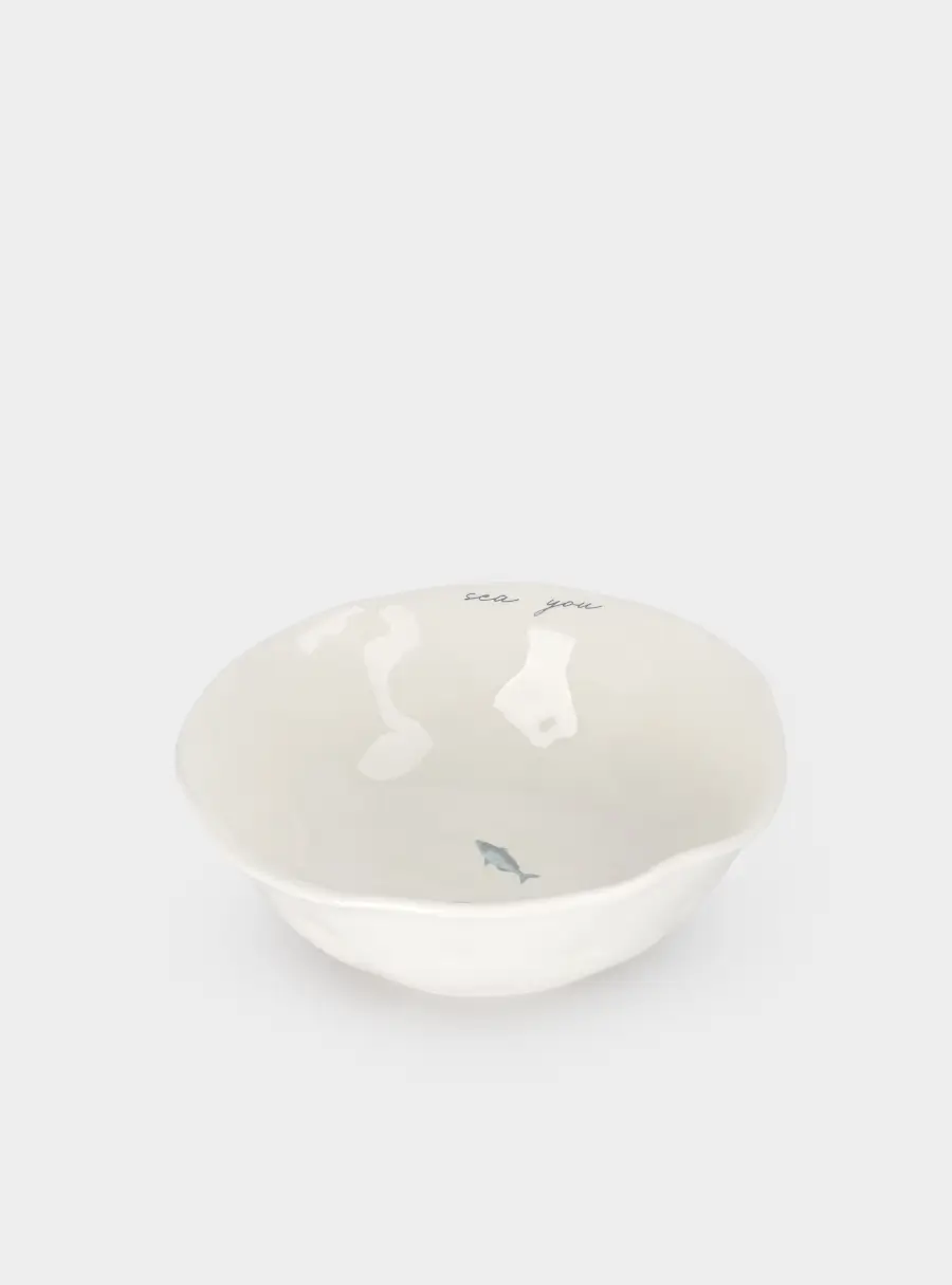 Салатник, 21х8 см, 1 л, керамика, белый, Рыбки, Sea world ,image-2