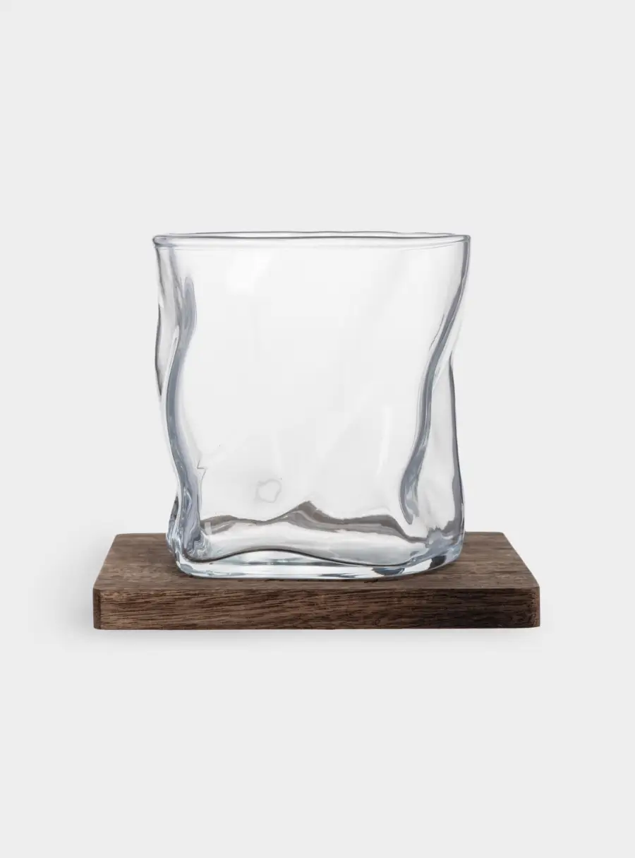 Стакан для виски, 245 мл, на подставке, стекло/дерево, Piano, image-1