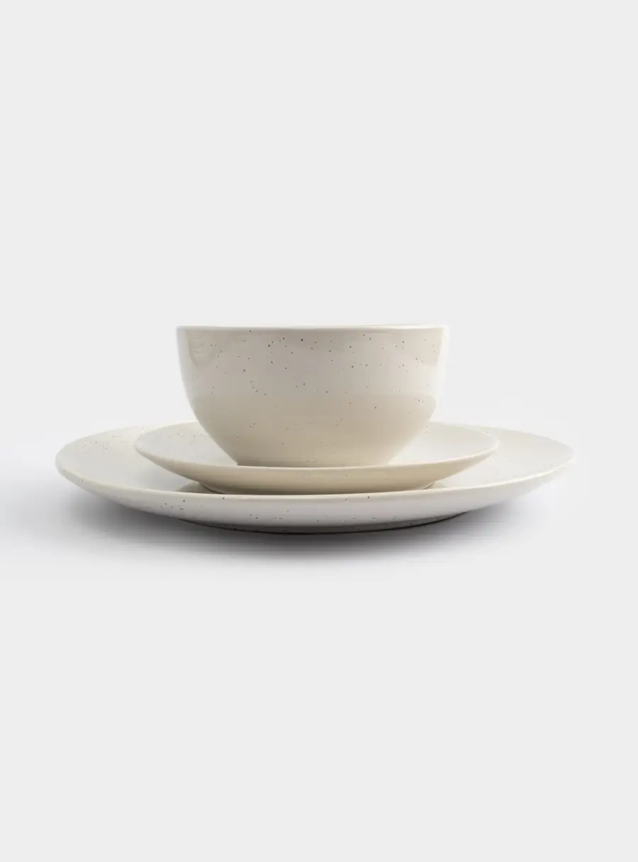 Сервиз обеденный, 6 перс, 18 пр, керамика, молочный, в крапинку, Viveiro ,image-3