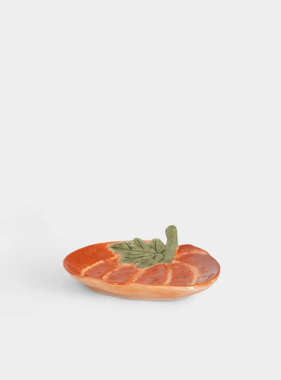 Блюдо, 16х14 см, керамика D, оранжево-зеленое, Тыква с листом, Bright pumpkin ,image-2