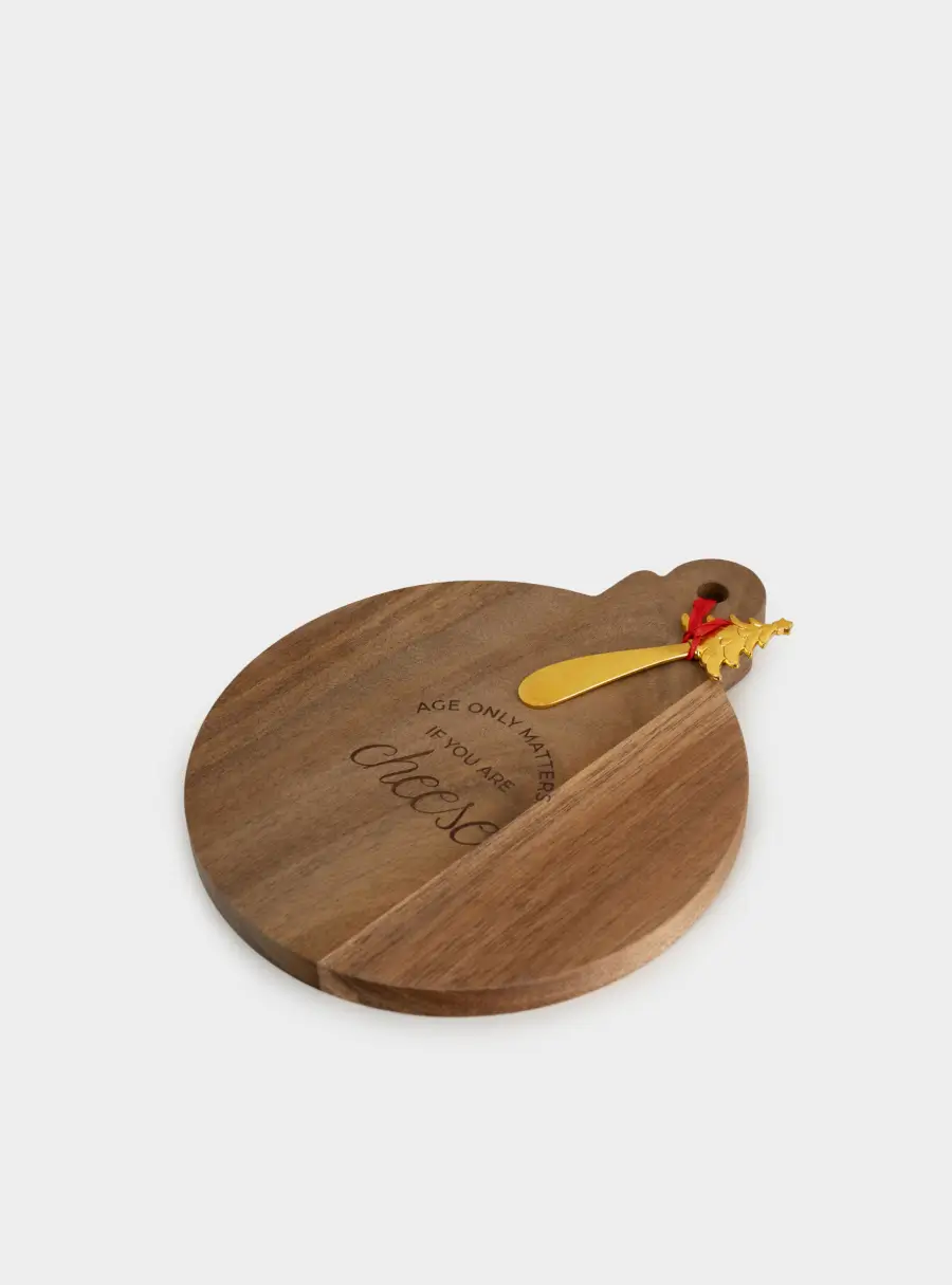 Набор для сыра, 2 пр, доска-блюдо с ручкой, сталь/дерево, Шар, Timber ,image-0