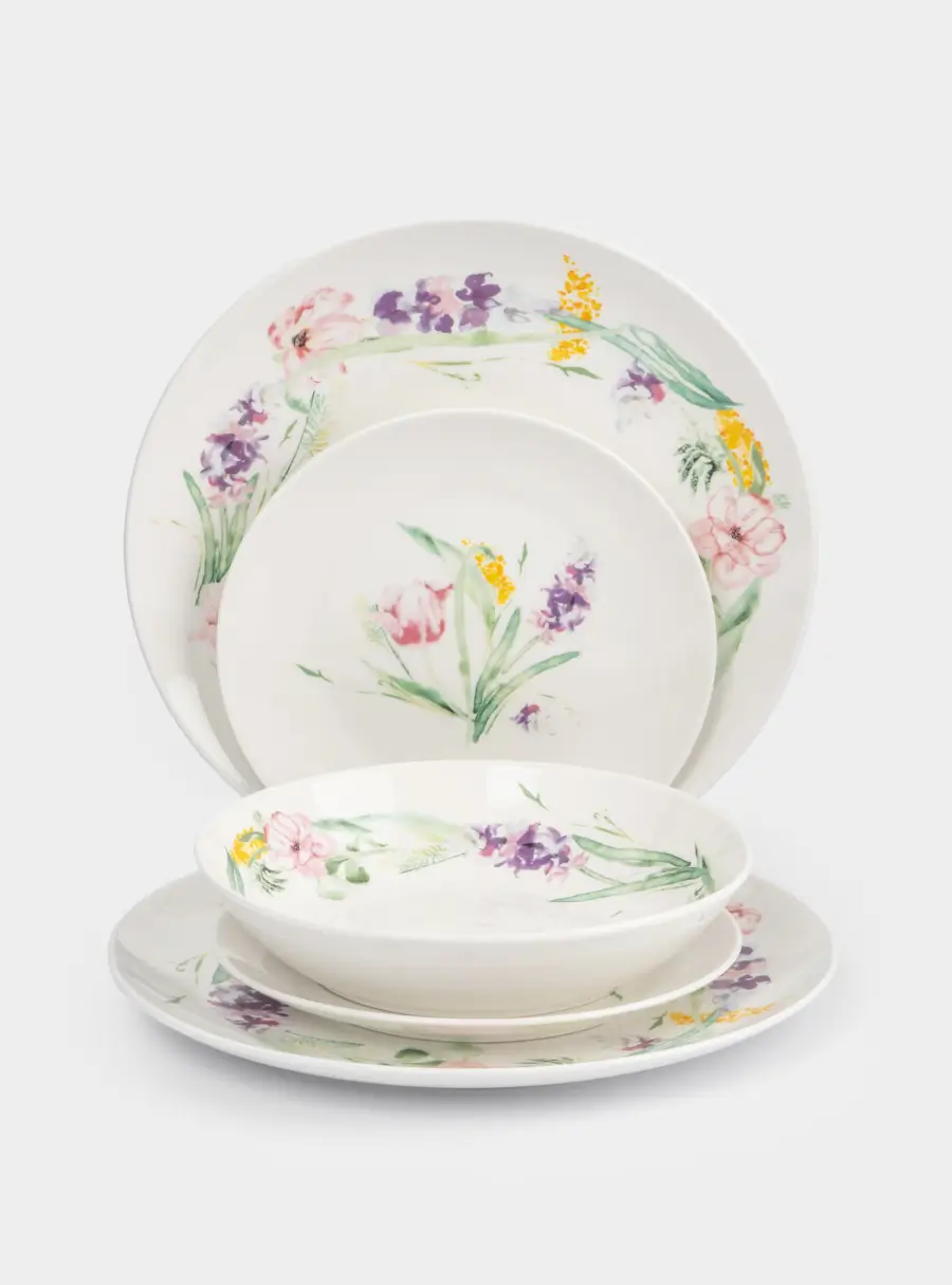 Сервиз обеденный, 6 перс, 18 пр, фарфор P, белый, Акварельные цветы, Bouquet ,image-0