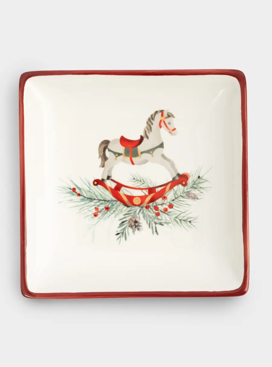 Блюдо, 15х15 см, керамика, квадратное, красное, Лошадка, Festival ,image-2