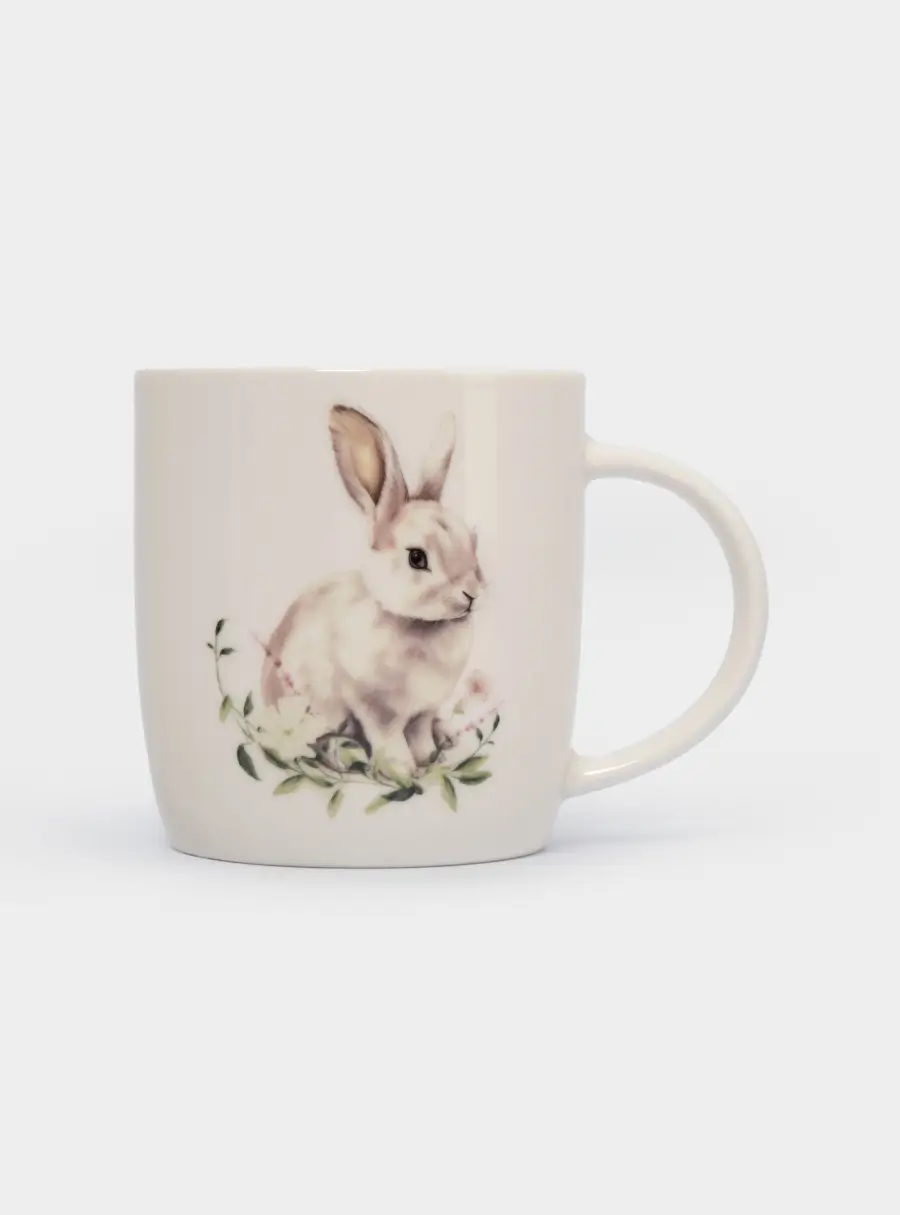 Кружка, 360 мл, фарфор N, белая, Кролик в цветах, Bunny ,image-2